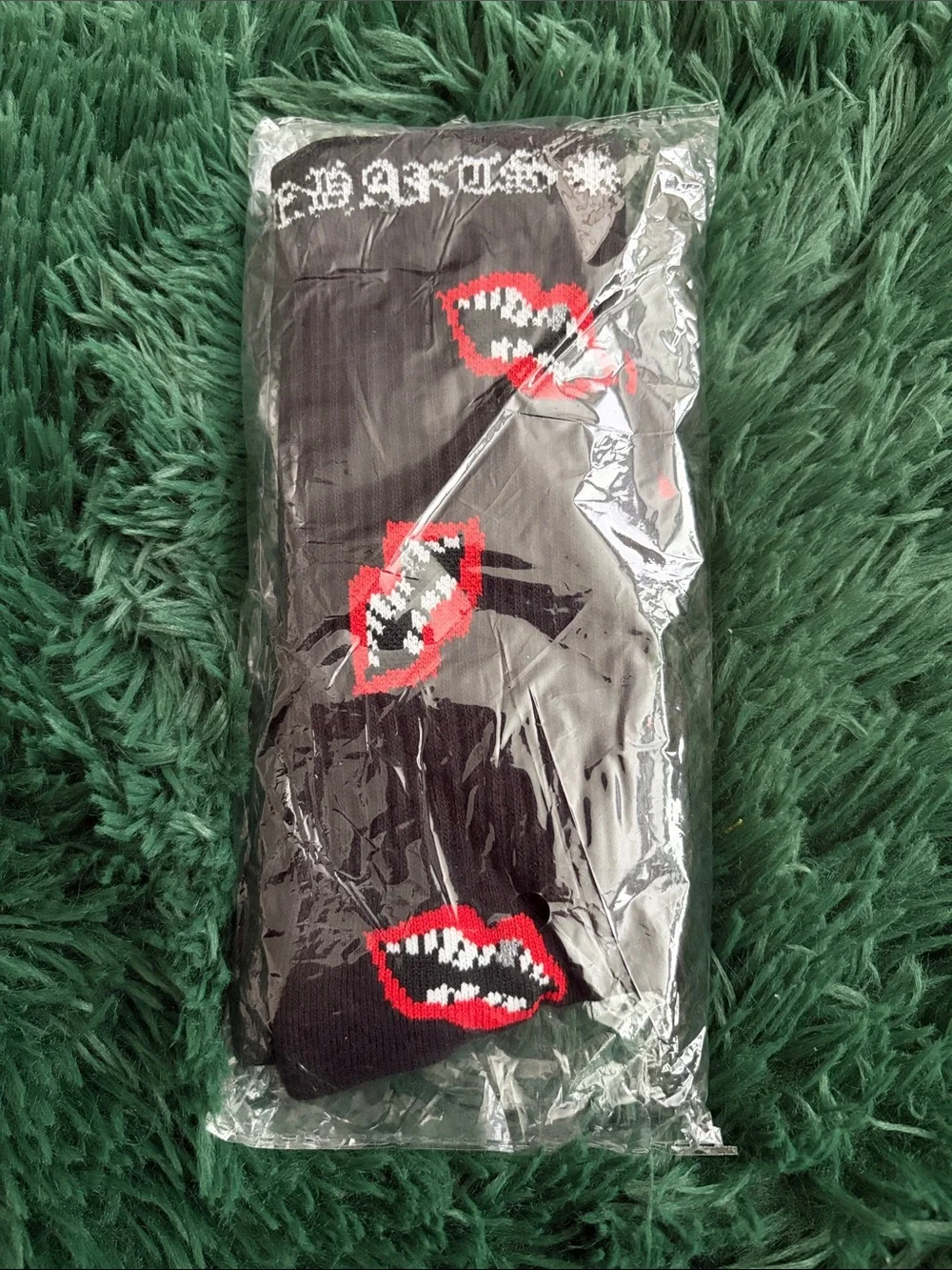 Black And Red Chrome Heart Socks